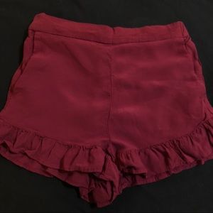 Red ruffle shorts